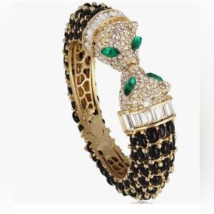 Natasha NWT Leopards Kissing Rhinestone Open Hinge Bracelet